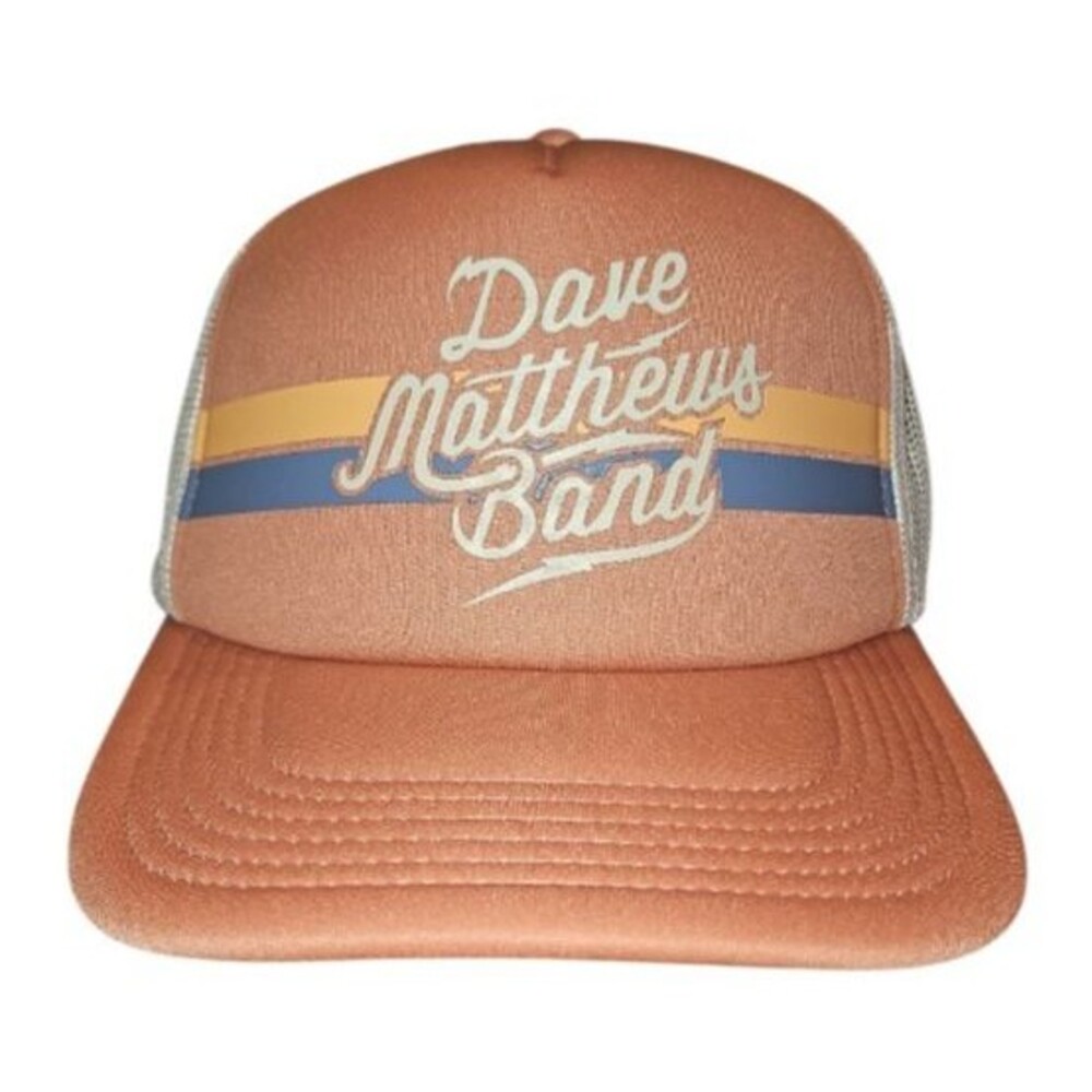 Dave Matthews Band Trucker Hat DMB Rust Brown Stripe Snapback Adjustable Cap